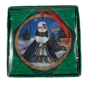 Enesco Barbie Holiday Plate Ornament Happy Holidays 1996 Original Box